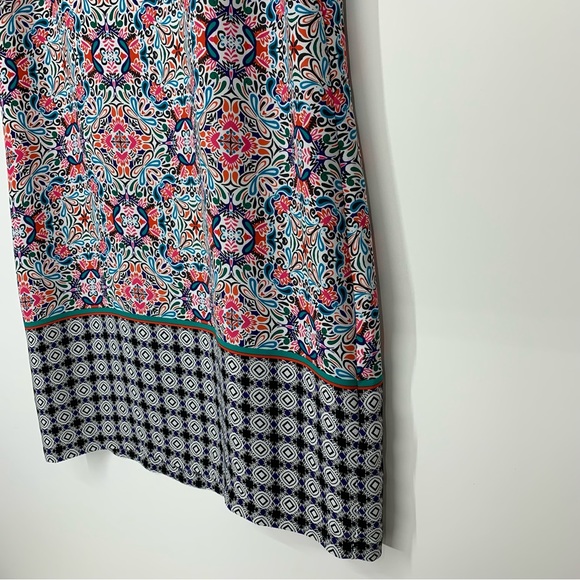 Cynthia Rowley Multicolored Vibrant Geometric Floral Short Sleeve Dress Size 10 - Picture 7 of 16